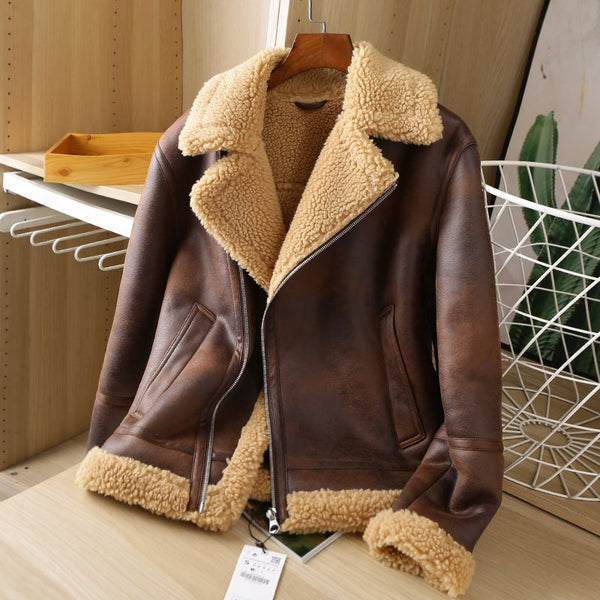 Fashionable Men's Lambskin Fur All-in-one Warm Jacket