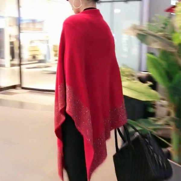 Women Net Red Shawl Sweater