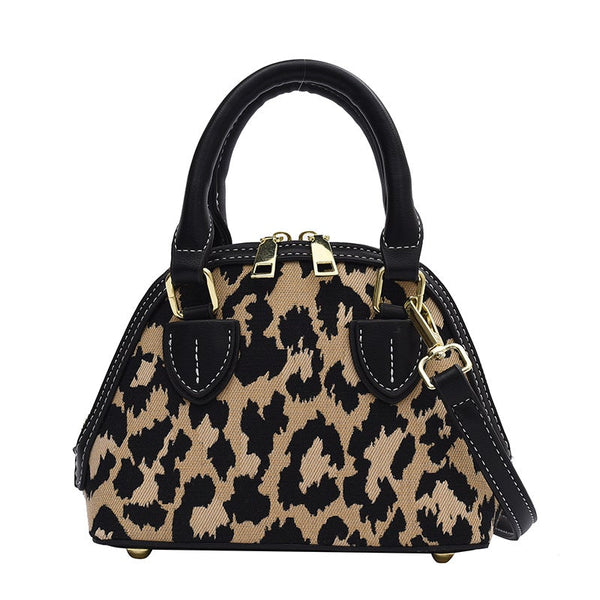Leopard Print Metal Chain Handbag