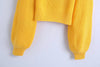 Short Yellow Half Zip Turtleneck Pullover Sweater
