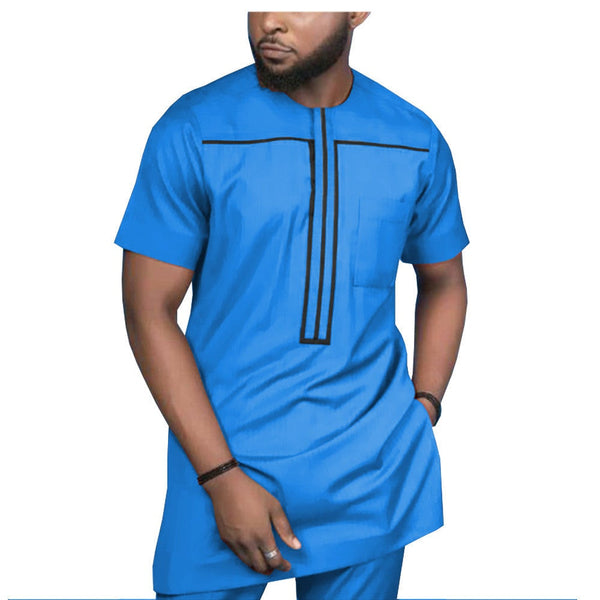 African Cotton Men's Casual Short Sleeve Cover