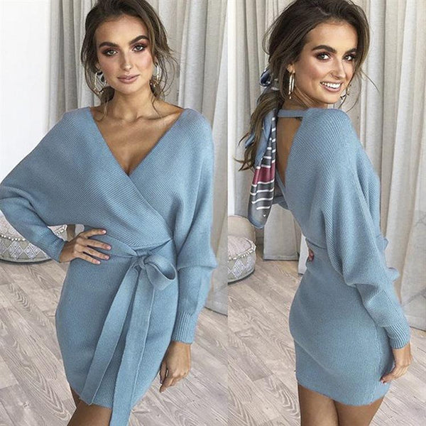 Long-Sleeved Sweater Casual Dress