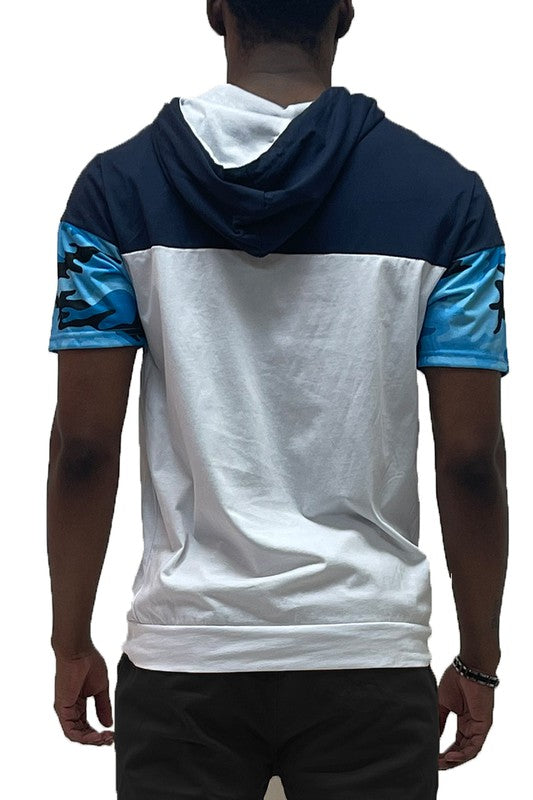 Solid Design Block Hooded Shirt