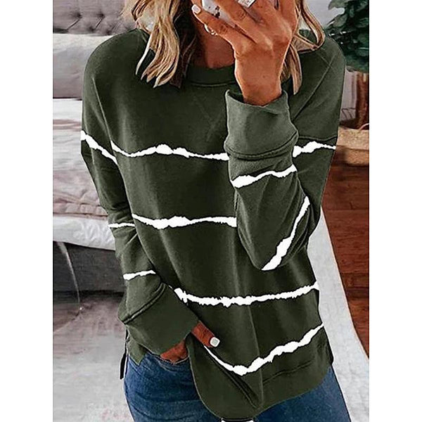 Printed Round Neck Long-Sleeved T-Shirt