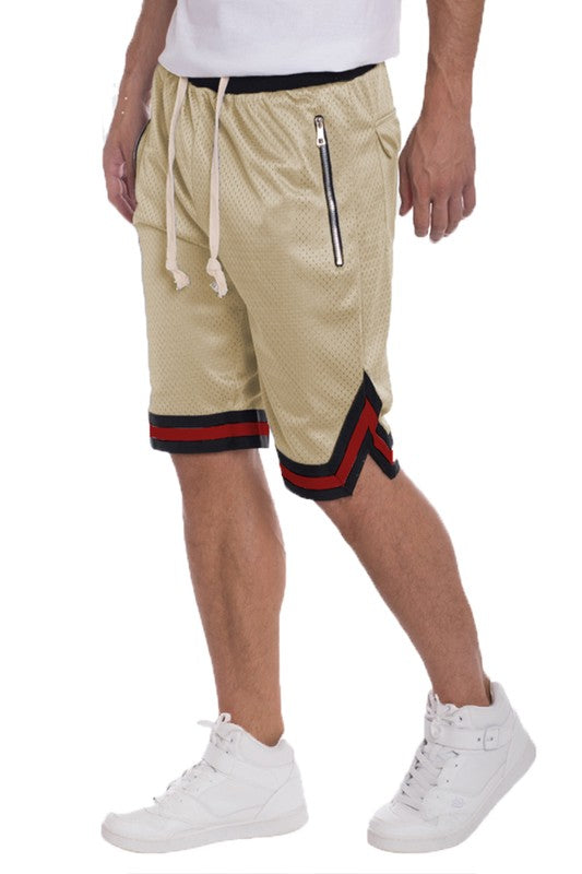 Stylish Striped Band Solid Basketball Shorts