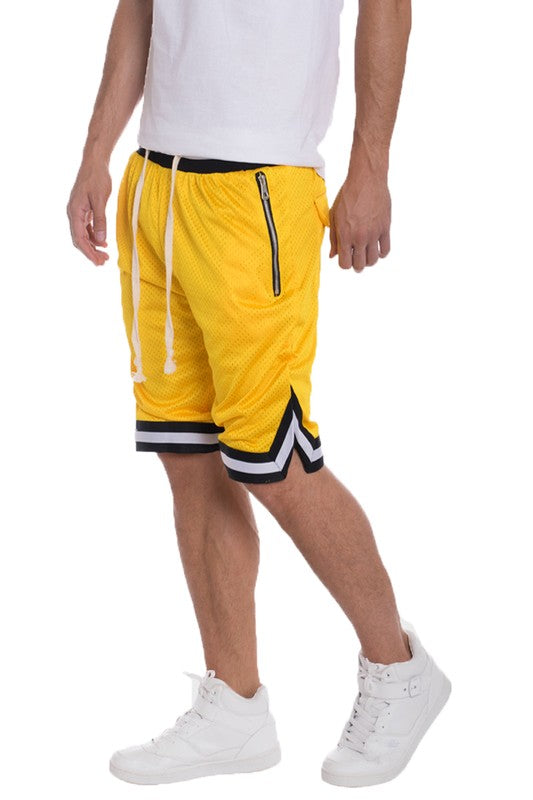 Stylish Striped Band Solid Basketball Shorts