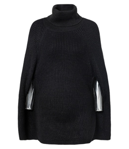 Cape Knit Turtleneck Dress Sweater