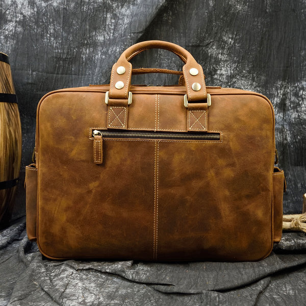 Portable Diagonal-Mens Leather Weekend Bag