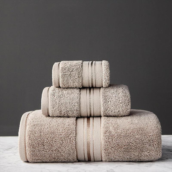 Pure Color Thick Cotton Bath Towel Set