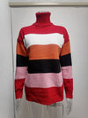 High Neck Stitching Knitted Sweater