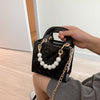Fashion Pearl Rhombic Embroidered Handbag