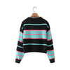 Round Neck Striped Pullover Knit Top