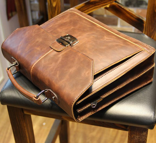 Retro Box Leather Computer Bag