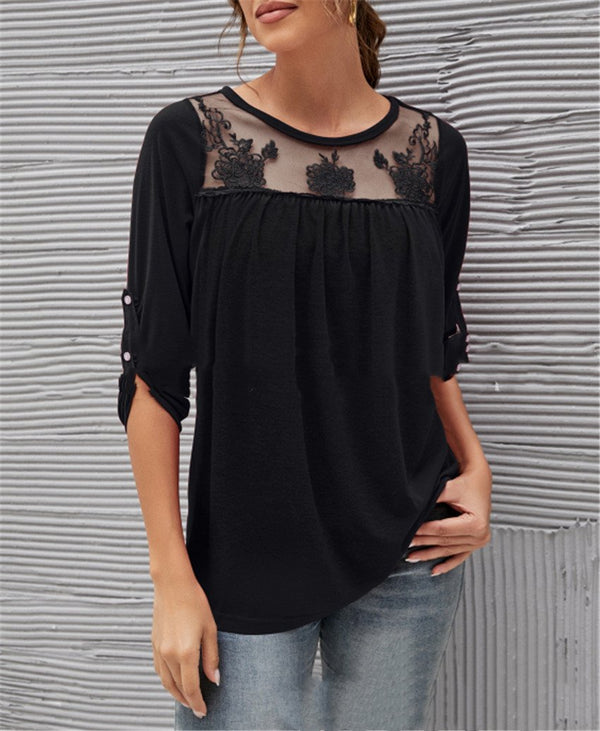 Lace Pleated Blouse