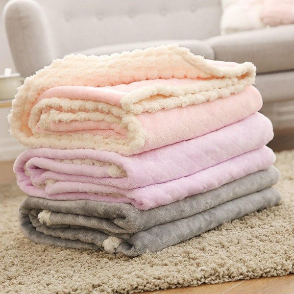 Flannel Plush Plaid Throw Blankets - Fluffy Fleece Blanket