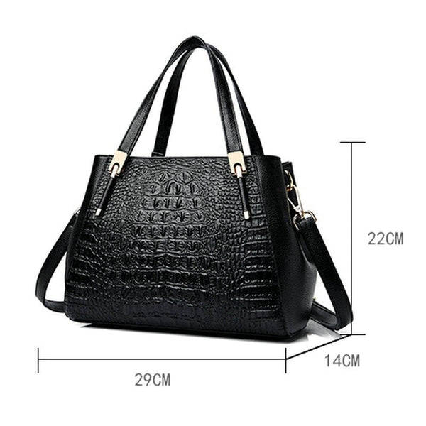 High-End Leather Crocodile Pattern Handbag
