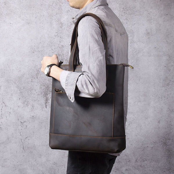 New Simple Retro First Layer Cowhide Handbag Men