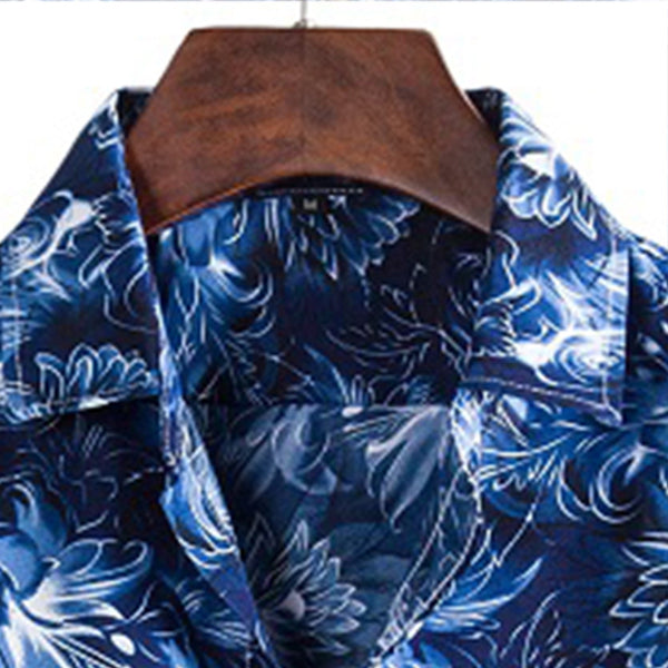 Men's Casual Long Sleeved Floral Shirt