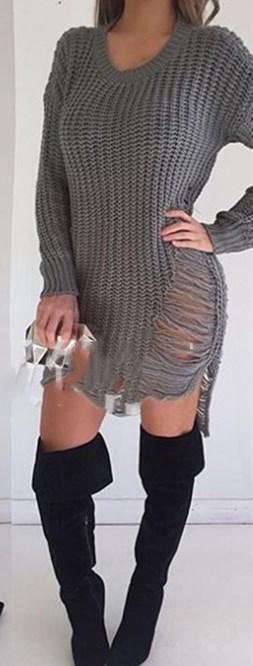 Loose Tassel Sweater Dress