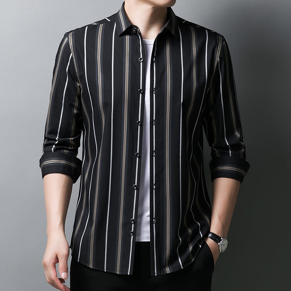 Striped Casual Black Thin Men's Shirt