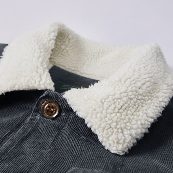Men's Cotton-padded Jacket Corduroy Plush Collar Casual Top