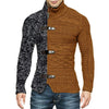 Men's Color Block Leather Button Knit Cardigan