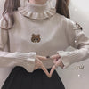 Cute Girl's Top With Slim Fit Fungus And Turtleneck