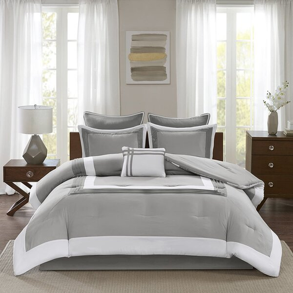 Deluxe Gray 7 Piece Comforter Set