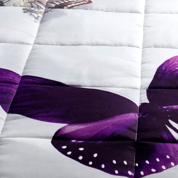 White/Purple Microfiber Comforter Set