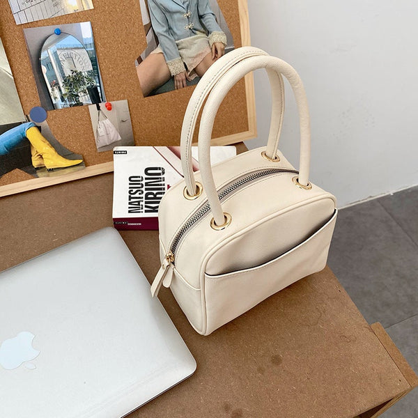 Litchi Pattern Box-Shaped Handbag