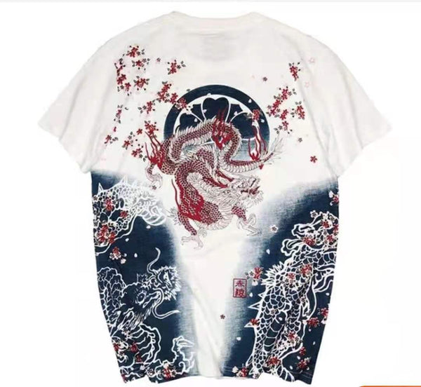Embroidered T-shirt Couples Korean Style Chinese  Tattoo