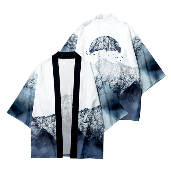 Haori Kimono Stitching Print Shirt