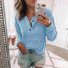 Solid Color Open Tube Button Long-Sleeved Top T-Shirt