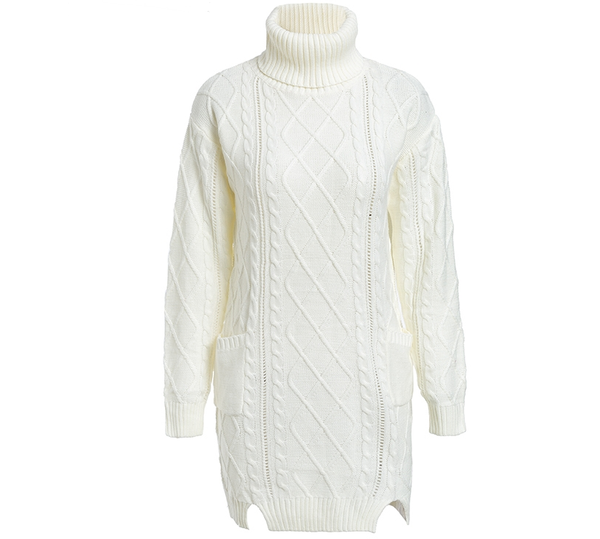 Women's Woven Woolen High-Necked Sweater
