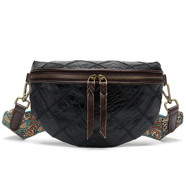 Leather Stitching Embossed Crossbody Bag