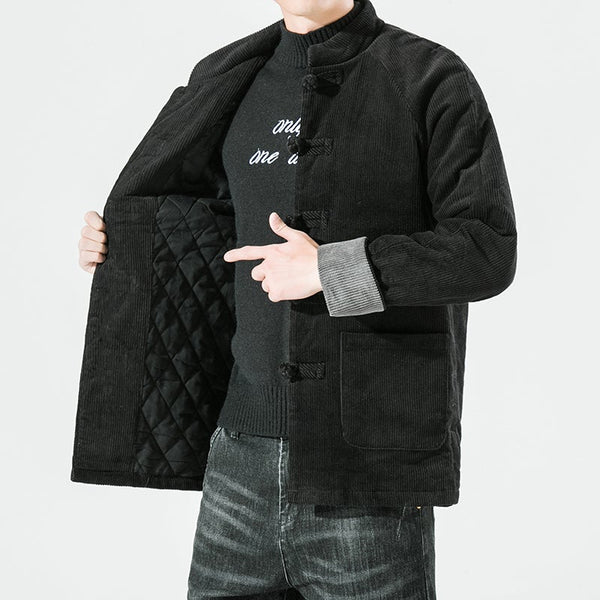 Men's Simple Corduroy Thick Cotton Coat