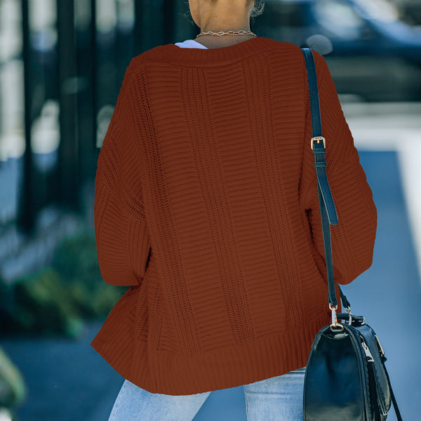 Lantern Sleeve Knitted Cardigan Sweater
