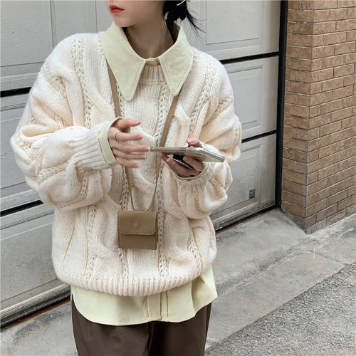Pullover Loose Long-Sleeved Twist Sweater