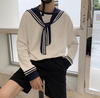 Retro Navy Sweater Hooded Shirt