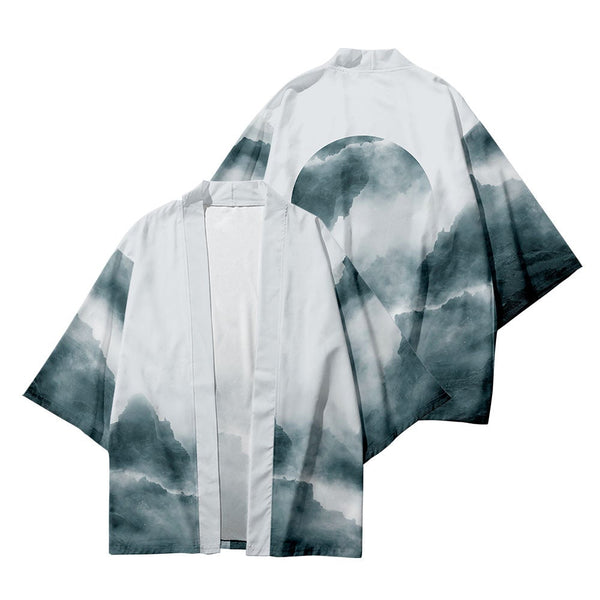 Haori Kimono Stitching Print Shirt