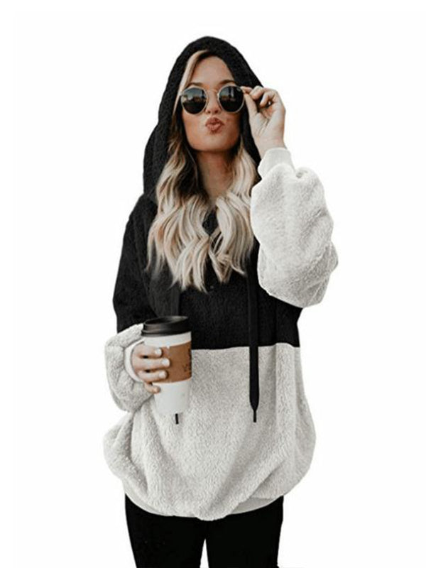 Rope Hooded Stitching Sweater