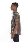 Stylish Weiv Men's Casual Short Sleeve Checker Shirts