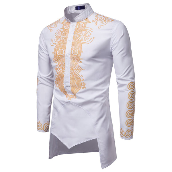 Middle Eastern Style Bronzing Stand Collar Shirt