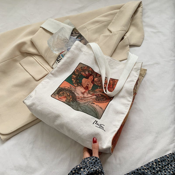 Vintage Oil Painting Literary Handbag