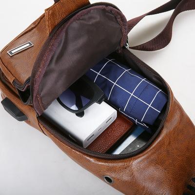 USB Charging Leather Chest Bag