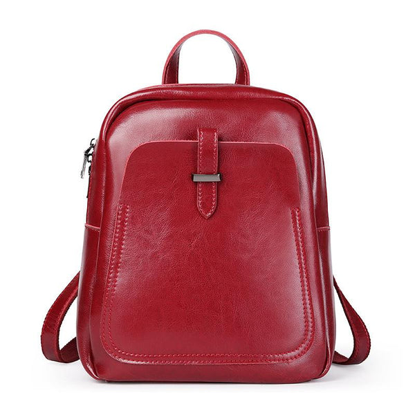 Leather Double Shoulder Backpack
