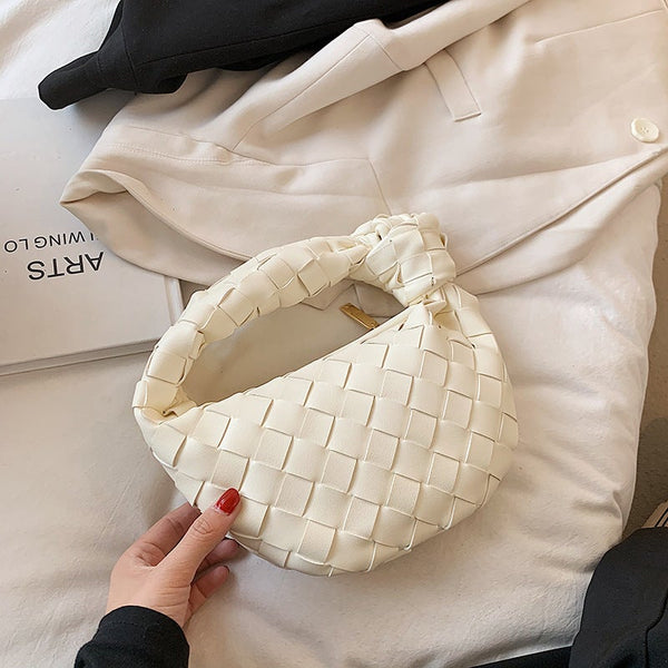 Woven Cloud Croissant Knotted Hand Bag