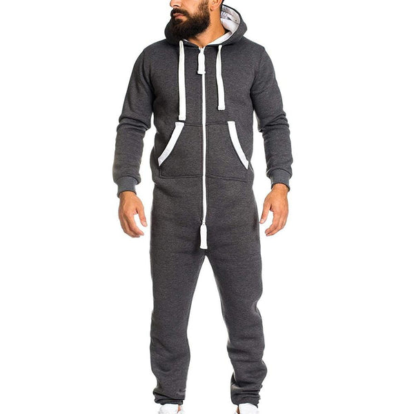 One-piece Garment Zipper Hoodie Jumpsuit