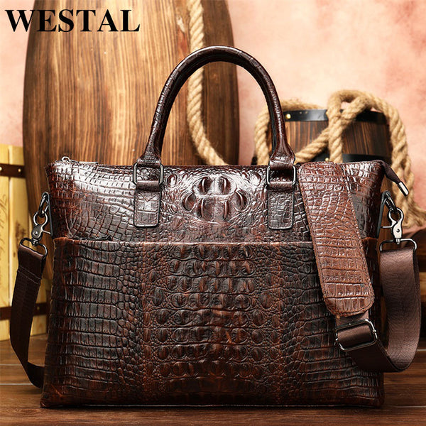 Westal Men Briefcase Genuine Leather
