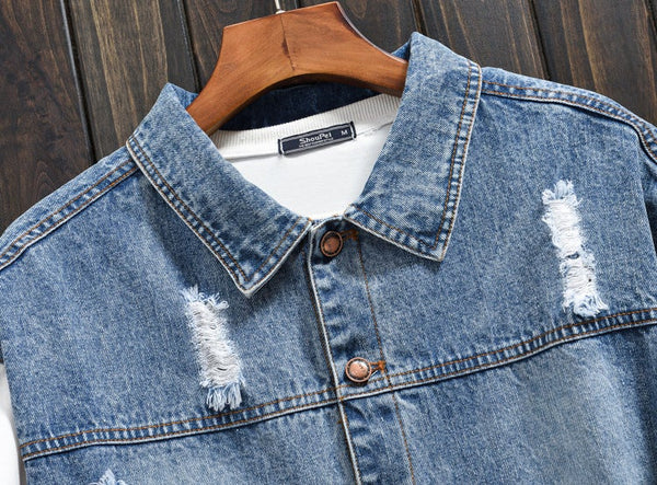 Loose Stitching Casual Lapel Denim Jacket